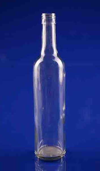 Botella de vidrio celeste base redonda 500cc